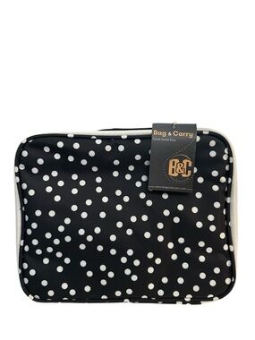 Bag & Carry Polka Dot Hanging Travel Organizer Cosmetic Bag Black White
